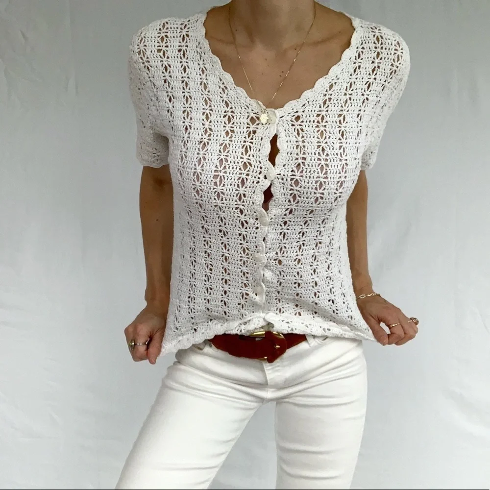 SOLD ❌ Crocheted top short sleeves size M vintage woman’s - Picture 12 of 12